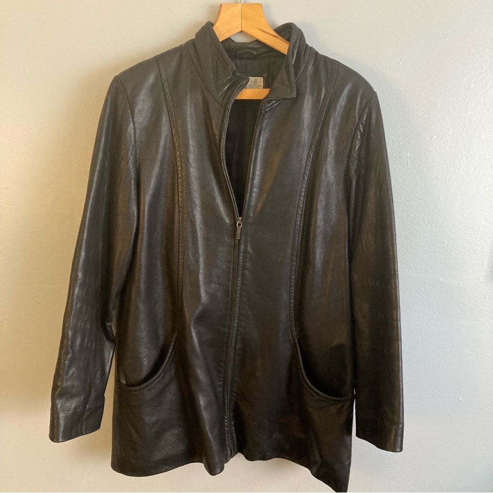 Worthingtons lambskin leather jacket long length full zip size large